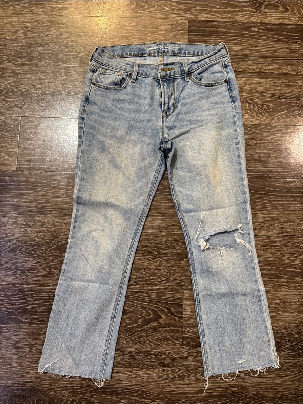 Light Wash Women's Distressed Straight Jeans - Old Navy